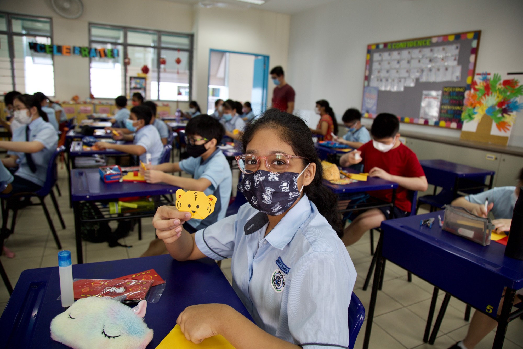 Students making Tiger Ang Bao as CNY hands-on activities